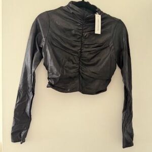 NAKED WARDROBE - Black Faux Leather Crop